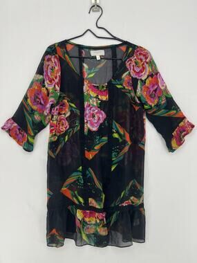 Anthropologie Moulinette Soeurs Silk Whimsigoth Kimono Blouse Small Boho Sheer